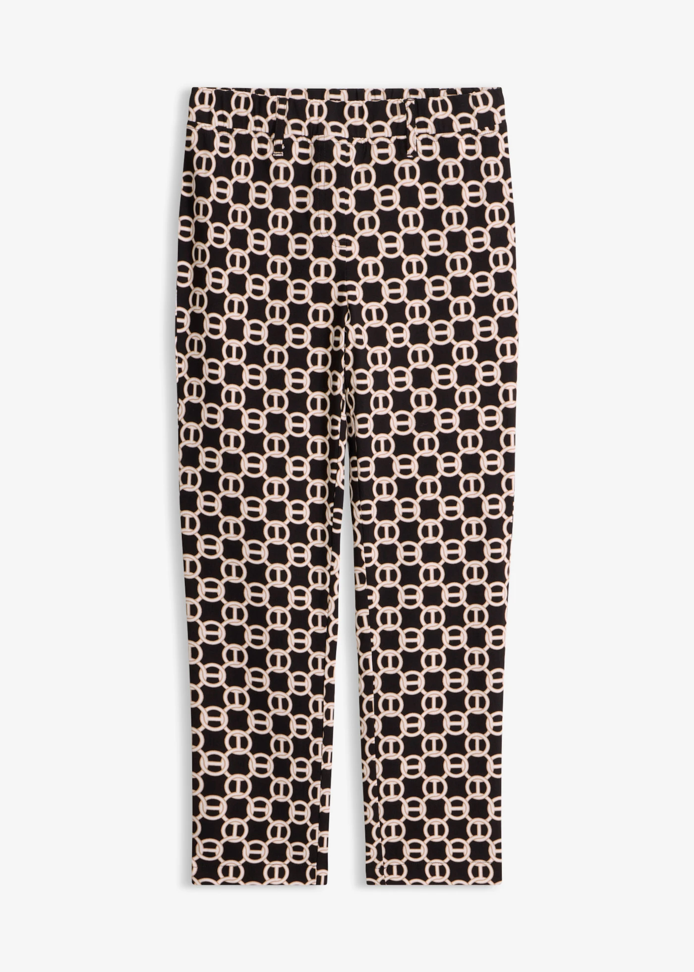 7/8 stretchbroek van bengaline • zwart-wolwit met grafische print • bonprix online shop