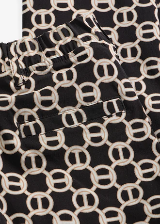 7/8 stretchbroek van bengaline • zwart-wolwit met grafische print • bonprix online shop