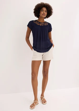 Blouse van viscose, Kleur: donkerblauw