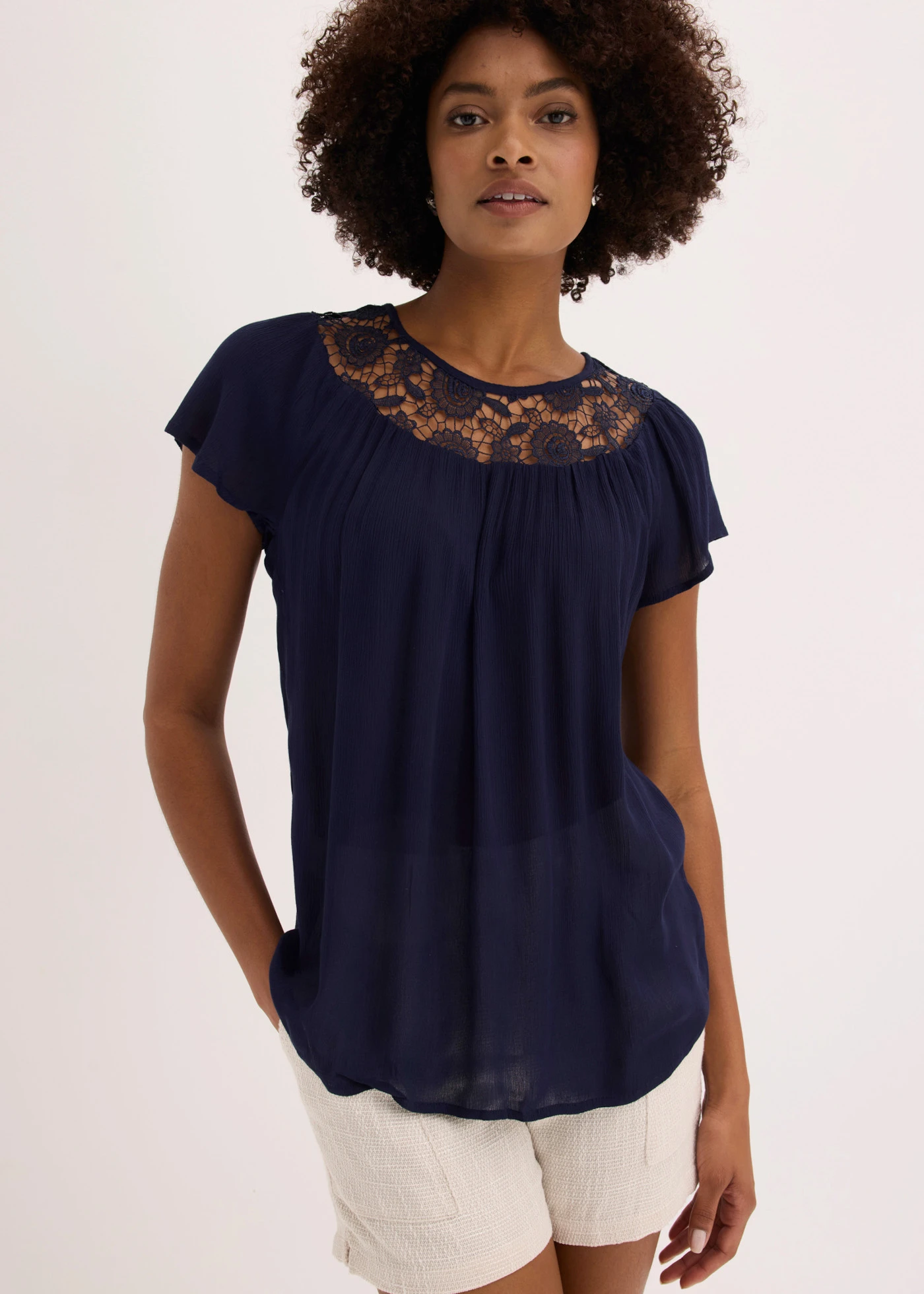 Blouse 100% viscose • bleu foncé • Boutique bonprix