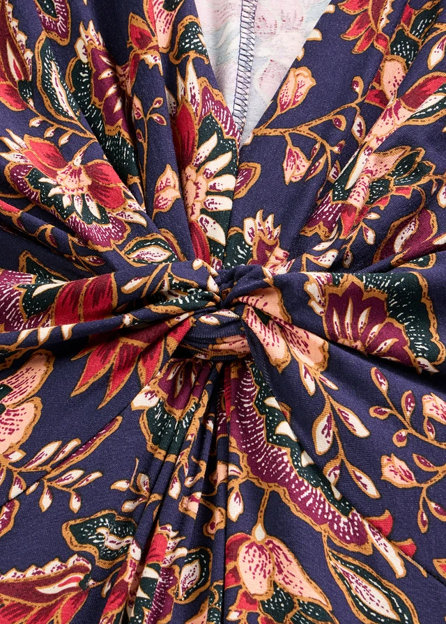 Robe longue en viscose extensible • bleu foncé floral • product-page.page-title-suffix