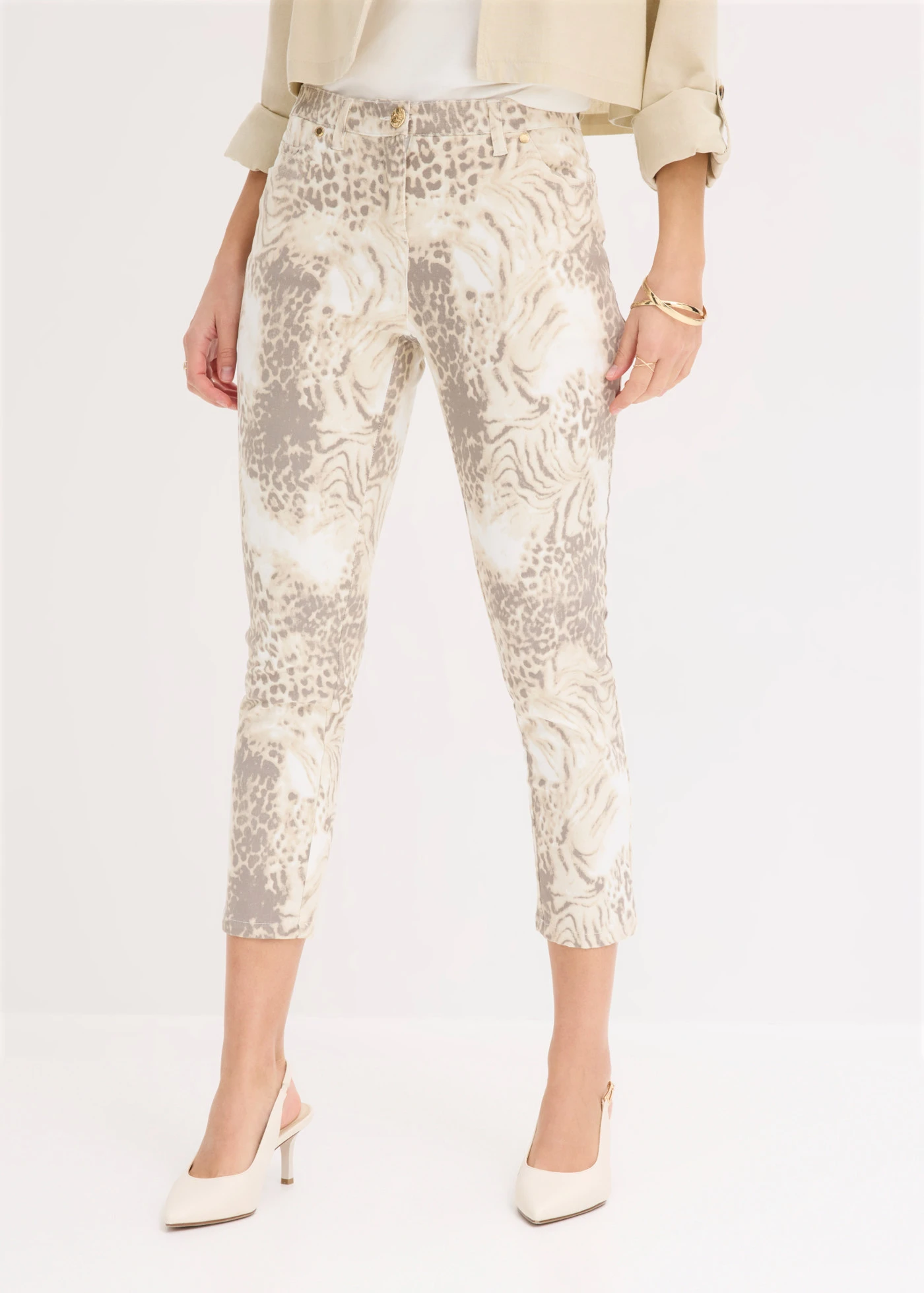 Pantalon extensible 7/8 imprimé • beige léopard • Boutique bonprix