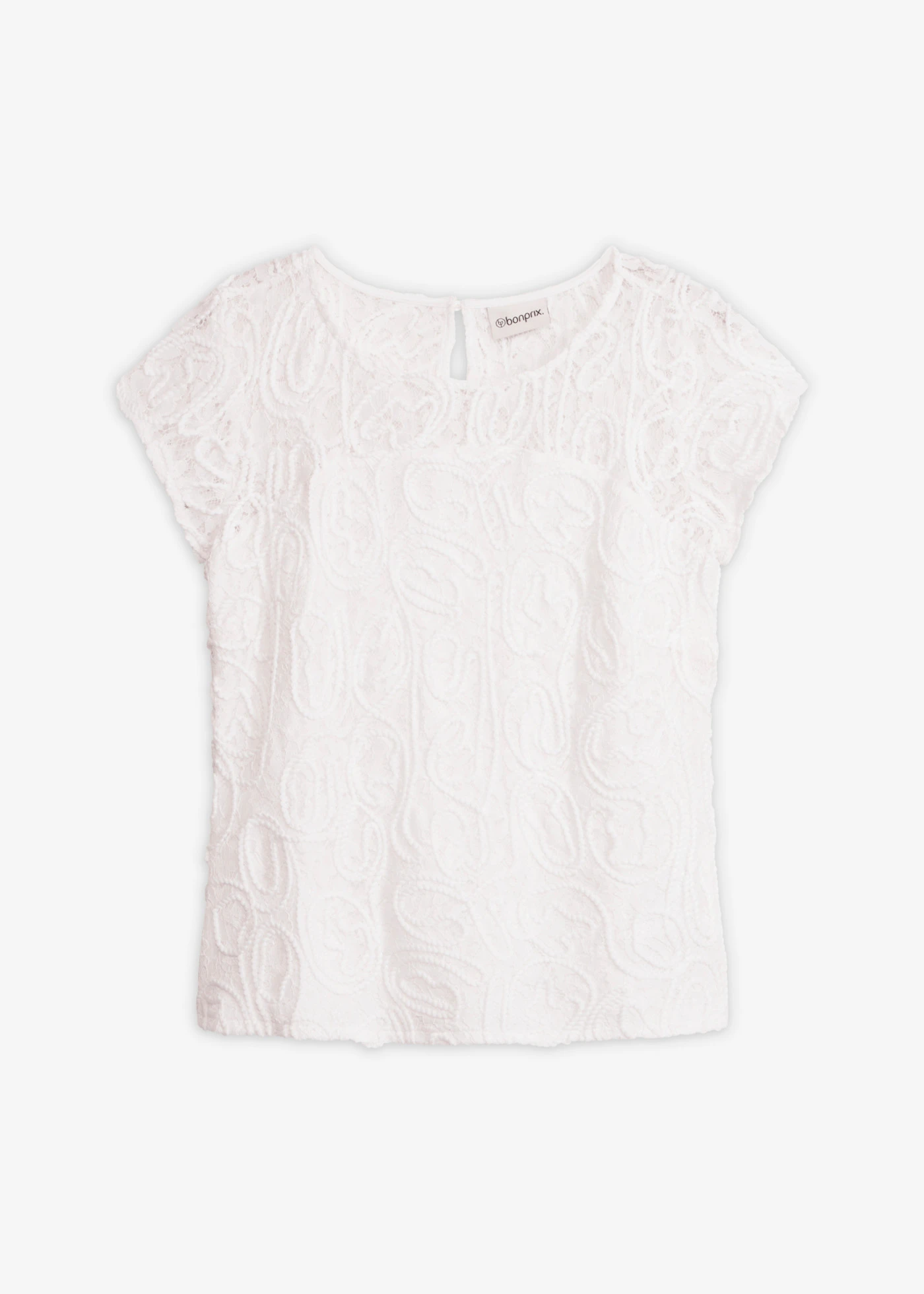 Blouse manches courtes en dentelle • écru • Boutique bonprix