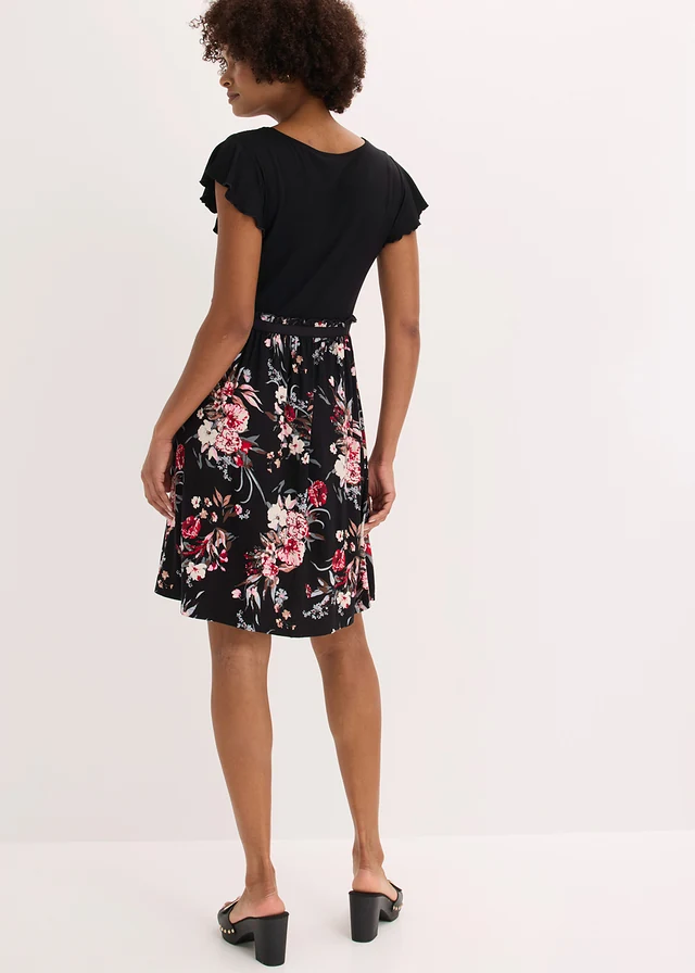 Jersey jurk van een viscosemix • zwart gebloemd • product-page.page-title-suffix