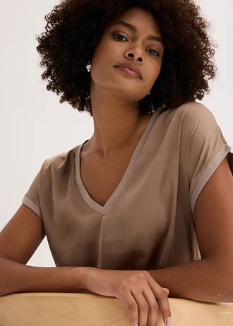 Shirt in een viscosemix • taupe • bonprix online shop