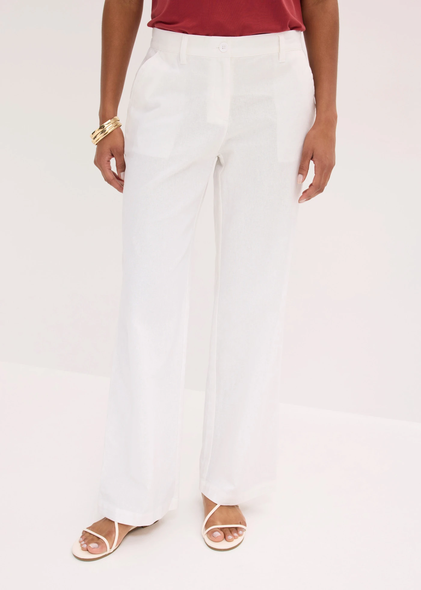 Pantalon tissé en lin et coton • blanc • Boutique bonprix