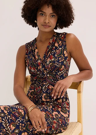 Maxi jurk van een viscosemix • donkerblauw gebloemd • bonprix online shop