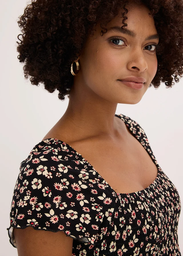 Maxi jurk van een viscosemix • zwart/wolwit gebloemd • product-page.page-title-suffix