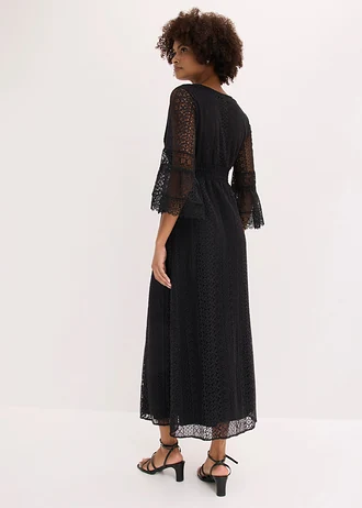 Robe longue aspect crochet • noir • Boutique bonprix