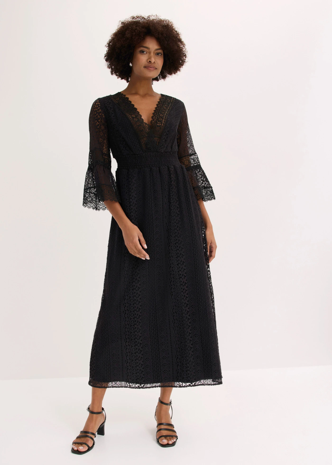 Robe longue aspect crochet • noir • Boutique bonprix