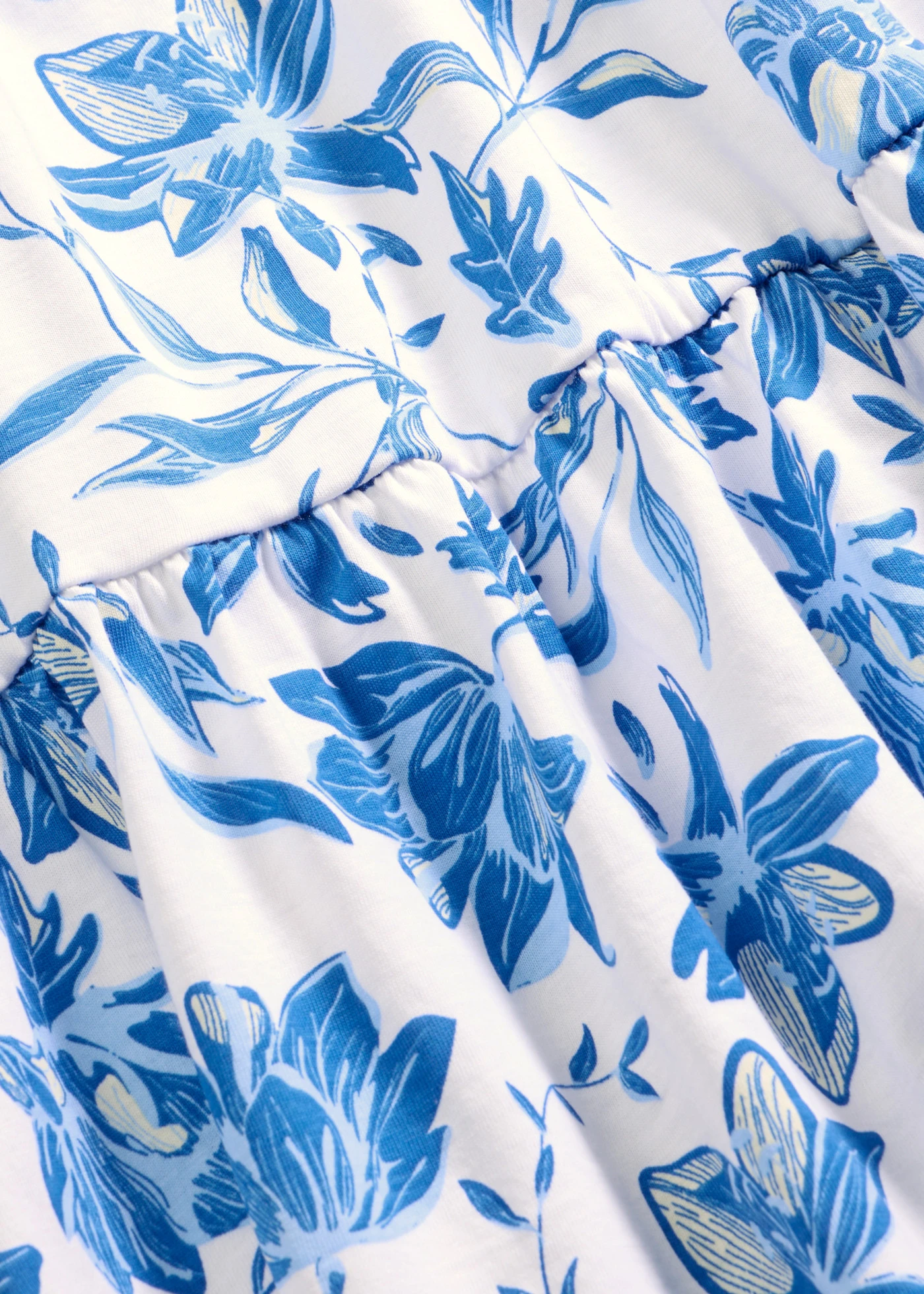 Midi jurk van puur katoen • wit-azuurblauw gebloemd • bonprix online shop