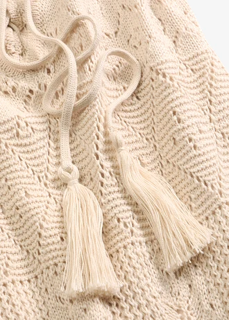 Gebreide jurk met ajourpatroon • crème • bonprix online shop