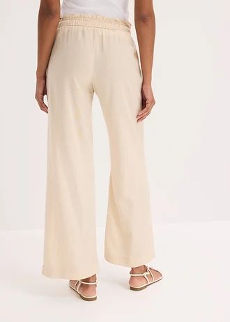 Pantalon palazzo en matière légère et aérienne • beige galet • Boutique bonprix
