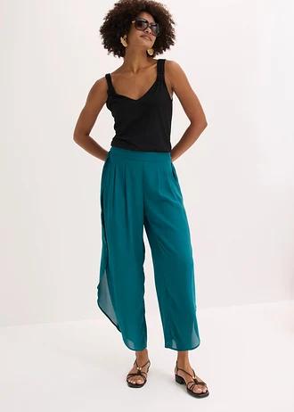 Pantalon palazzo fendu sur les côtés • pétrole • Boutique bonprix