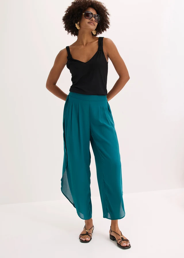 Pantalon palazzo fendu sur les côtés noir