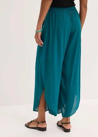 Palazzo broek met split • petrol • bonprix online shop