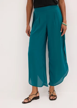 Pantalon palazzo fendu sur les côtés • pétrole • Boutique bonprix