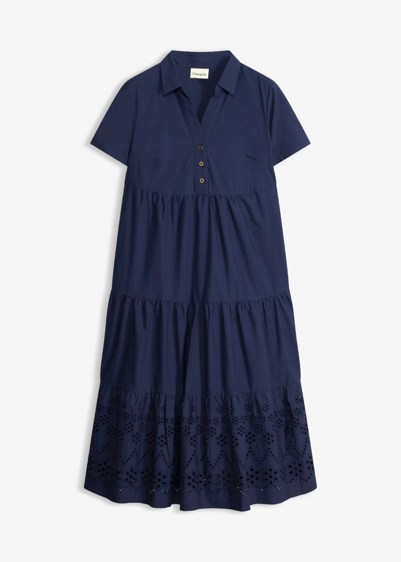 Robe 100% coton avec broderies anglaises • bleu foncé • Boutique bonprix