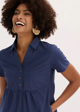 Robe 100% coton avec broderies anglaises • bleu foncé • Boutique bonprix