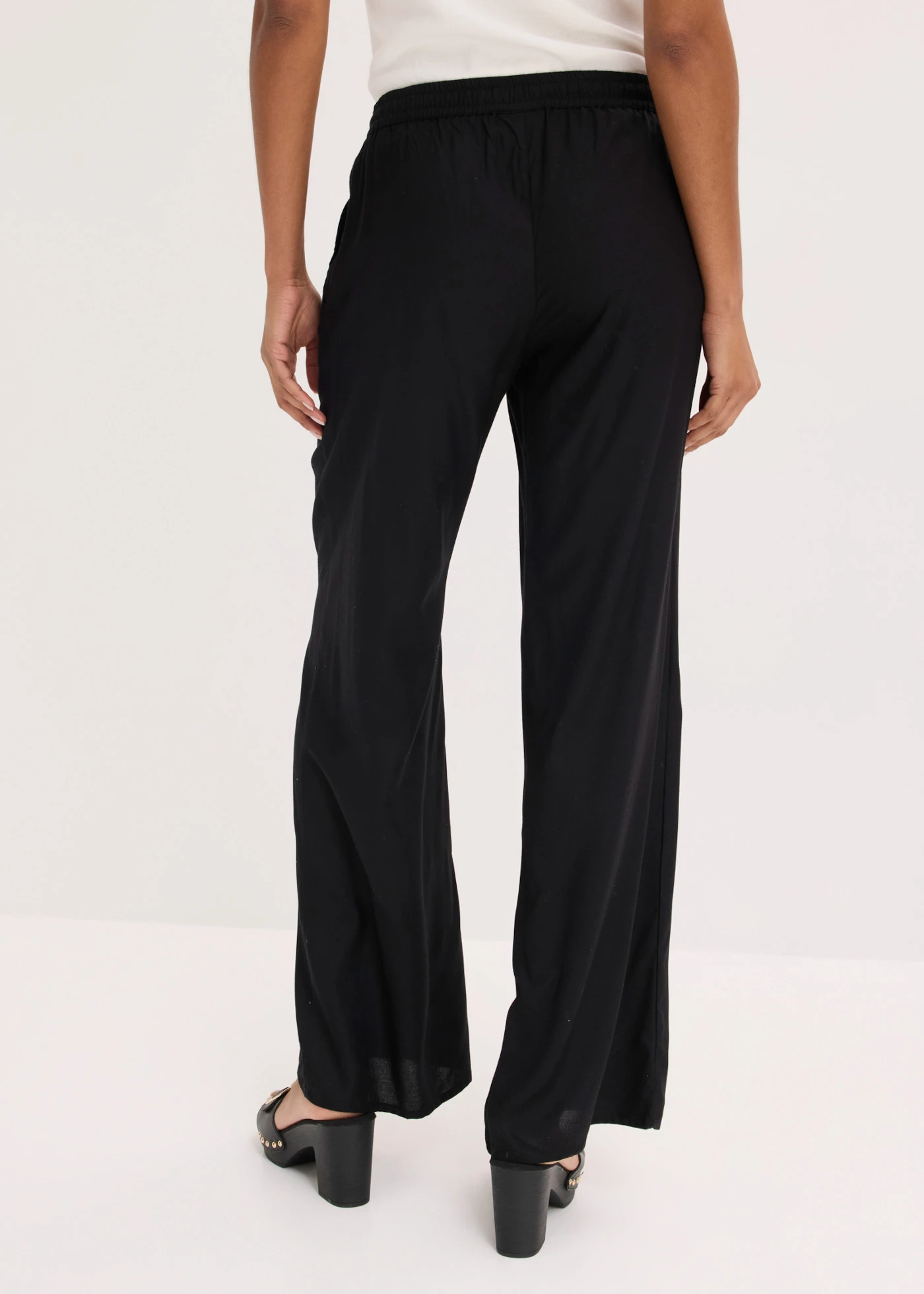 Palazzo broek van soepele viscose • zwart • bonprix online shop