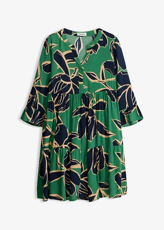 Tuniekjurk van soepele viscose • opaalgroen-donkerblauw gebloemd • bonprix online shop