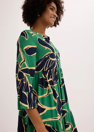 Tuniekjurk van soepele viscose • opaalgroen-donkerblauw gebloemd • bonprix online shop