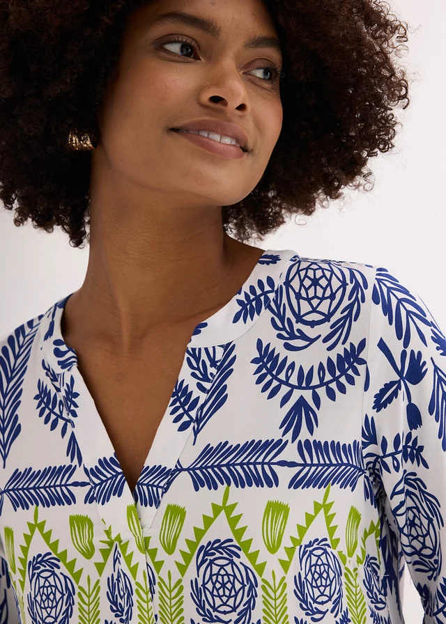 Maxi jurk van soepele viscose • wit/blauw/groen met print • product-page.page-title-suffix