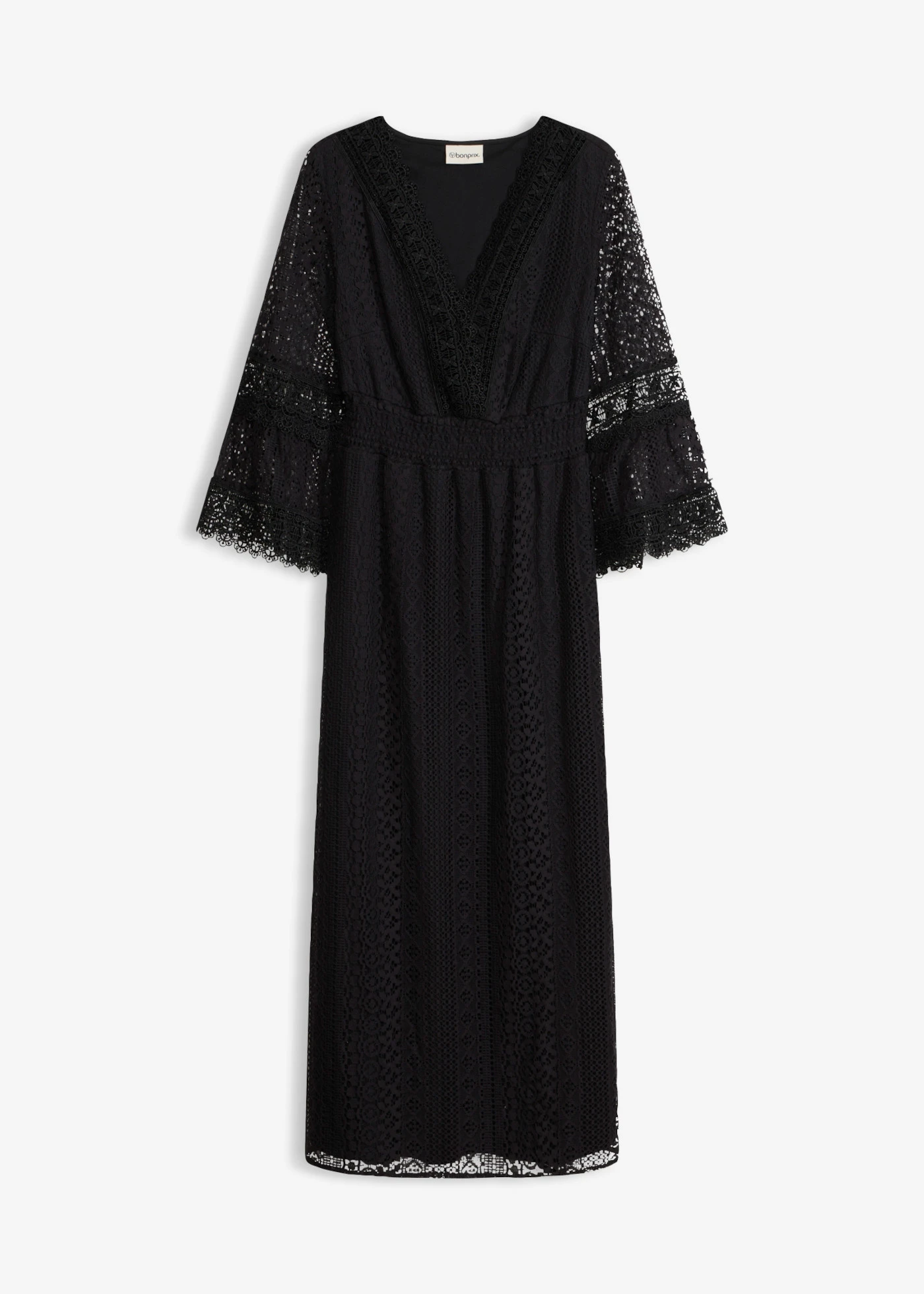 Maxi jurk in gehaakte look • zwart • bonprix online shop
