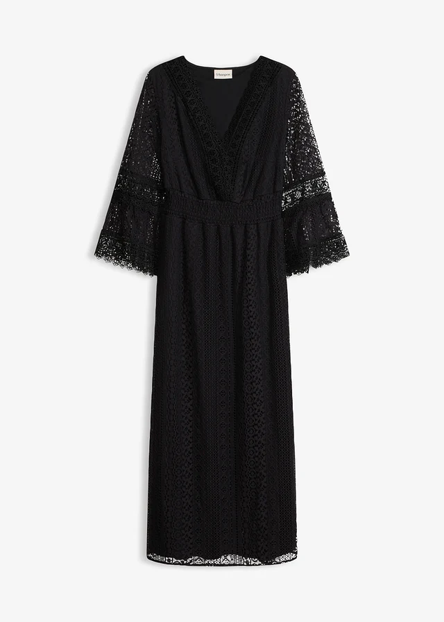 Robe longue aspect crochet • noir • Boutique bonprix