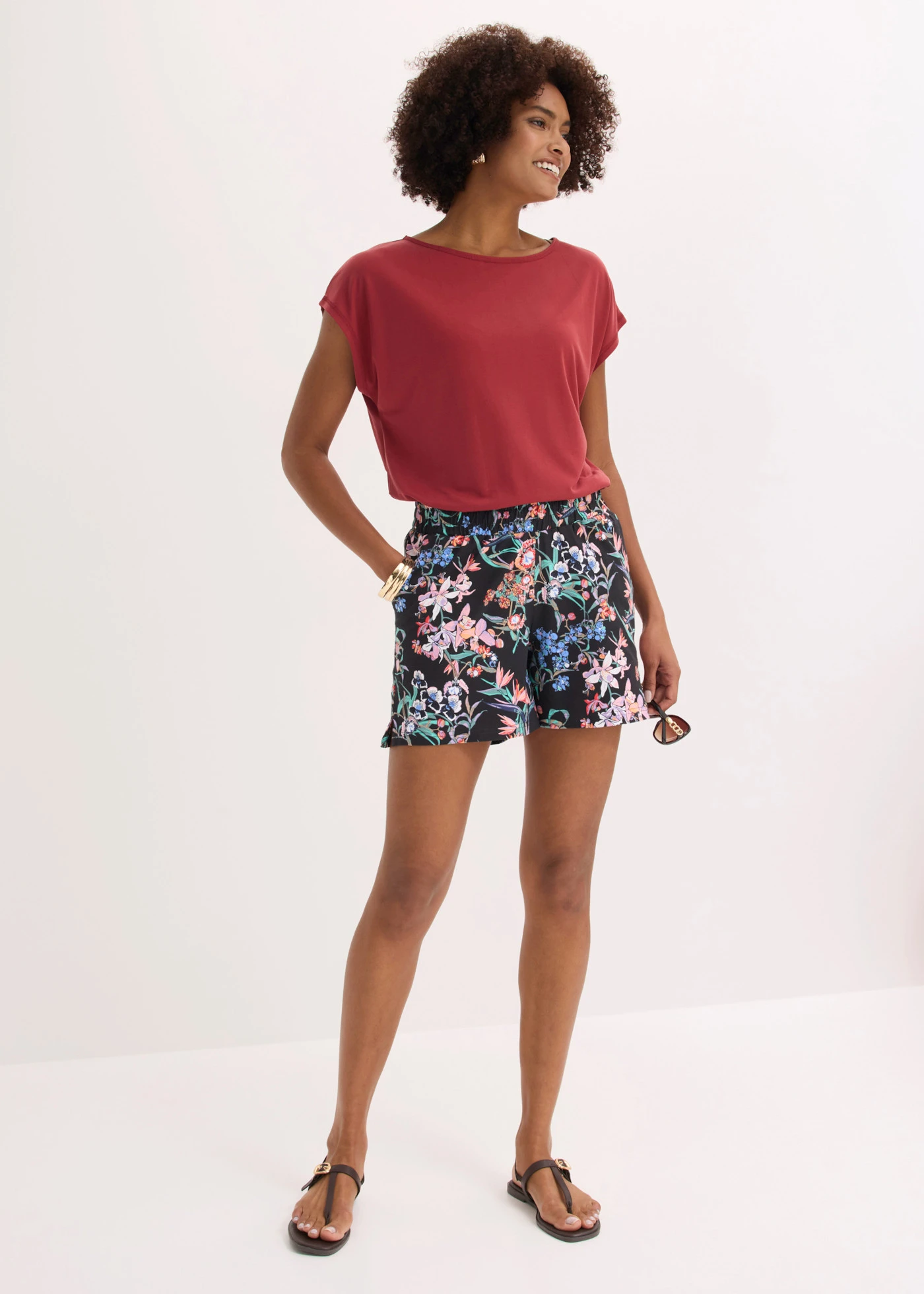 Jersey short van een elastische katoenmix (set van 2) • zwart+zwart gedessineerd • bonprix online shop