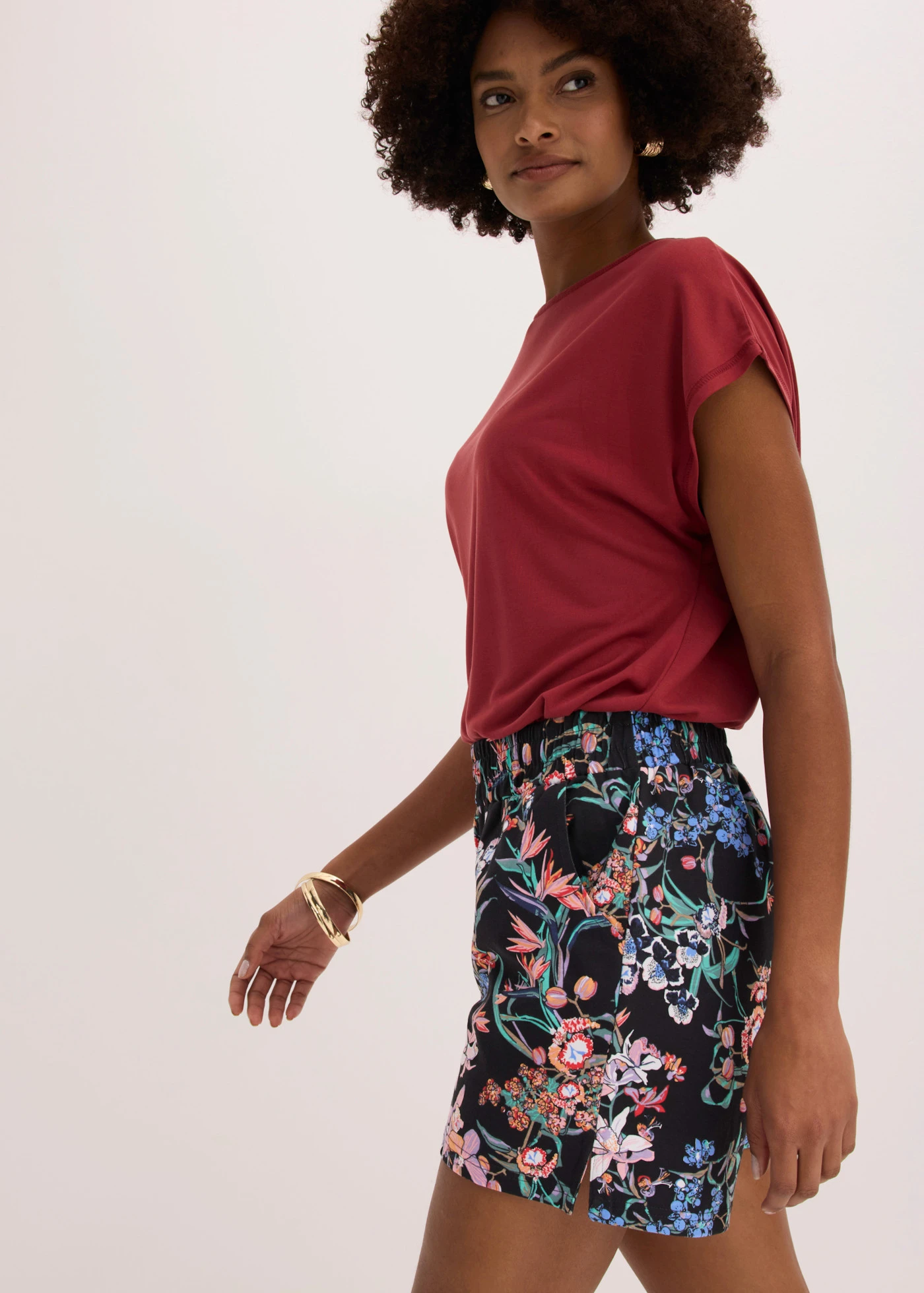 Jersey short van een elastische katoenmix (set van 2) • zwart+zwart gedessineerd • bonprix online shop