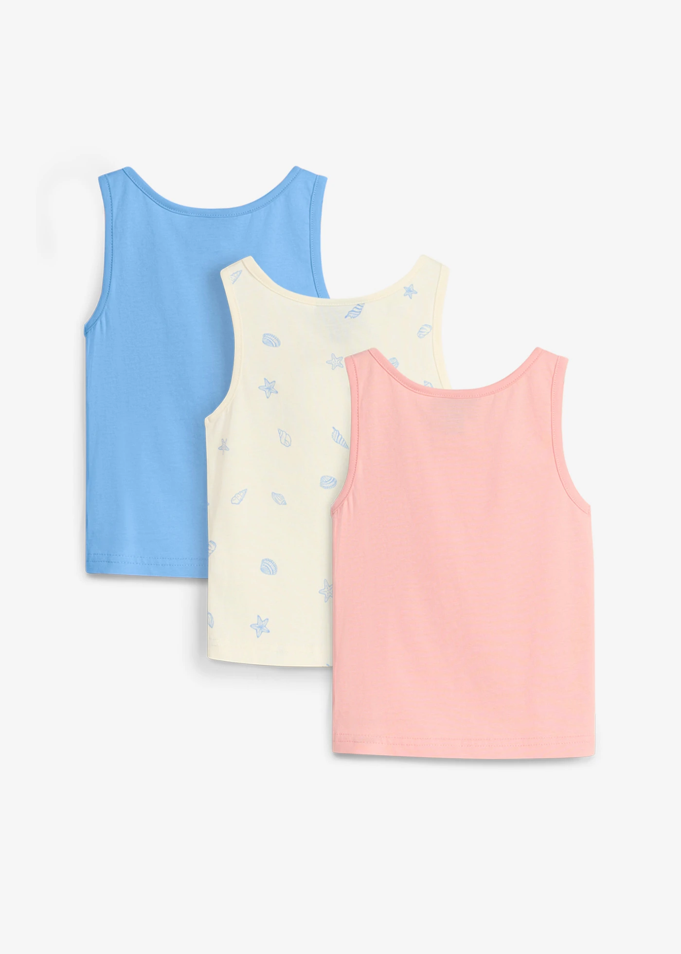 Top z czystej bawełny organicznej (3 szt.) • biały perłowy+niebieski+kremowy jasnoróżowy • sklep bonprix