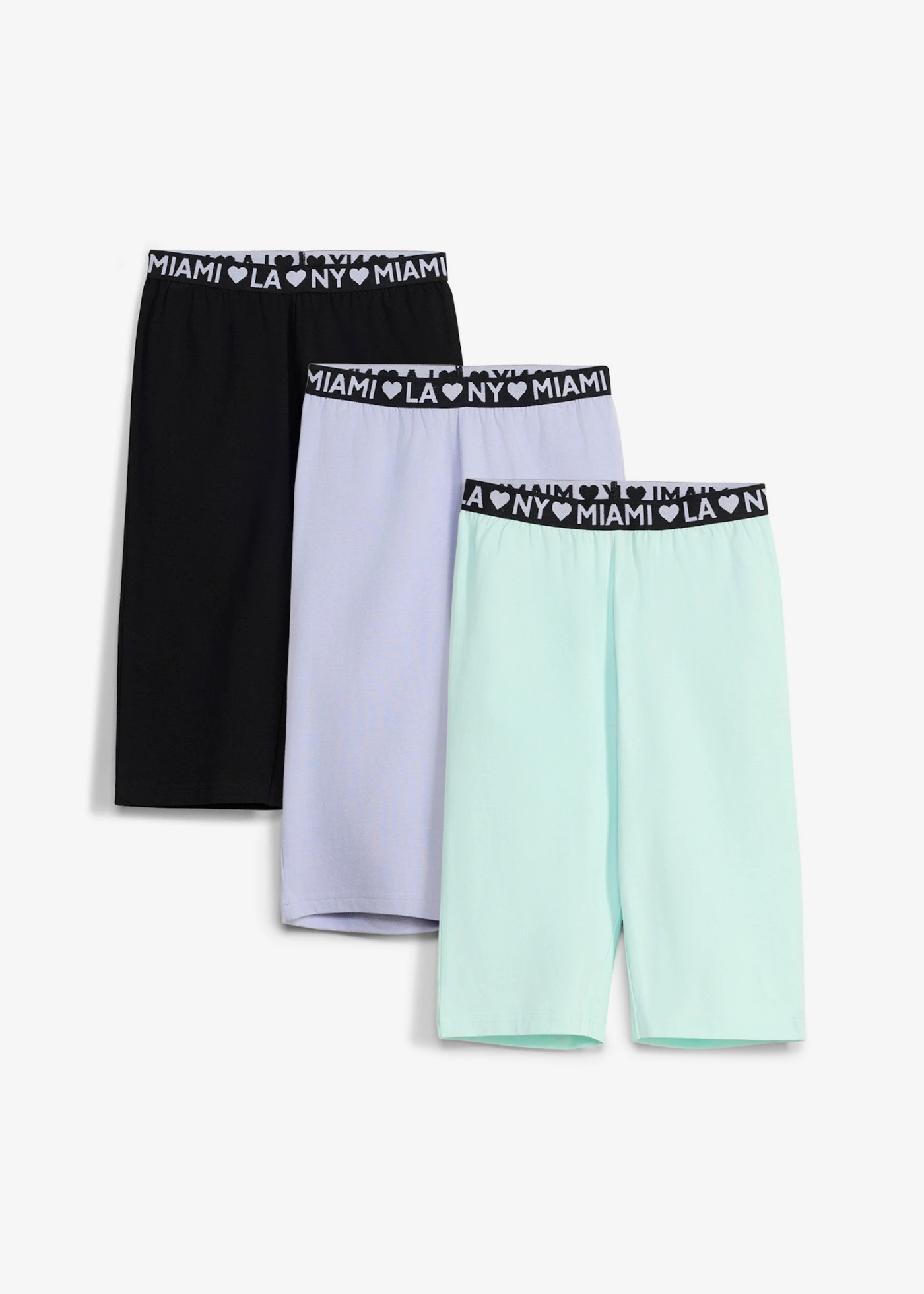 Korte legging van een elastisch biologische katoenmix (set van 3) • pastelmint+zwart+poederlila • product-page.page-title-suffix