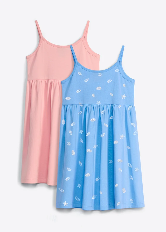 Jersey jurk van puur biologisch katoen (set van 2) • middenblauw+soft roze • product-page.page-title-suffix