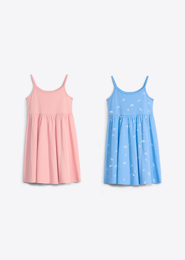 Jersey jurk van puur biologisch katoen (set van 2) • middenblauw+soft roze • product-page.page-title-suffix