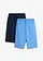 Lot de 2 bermudas sweat loose 100% coton, Couleur: bleu foncé/bleu moyen