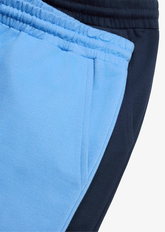 Sweatbermuda van biologisch katoen, loose fit (set van 2), Kleur: donkerblauw+middenblauw