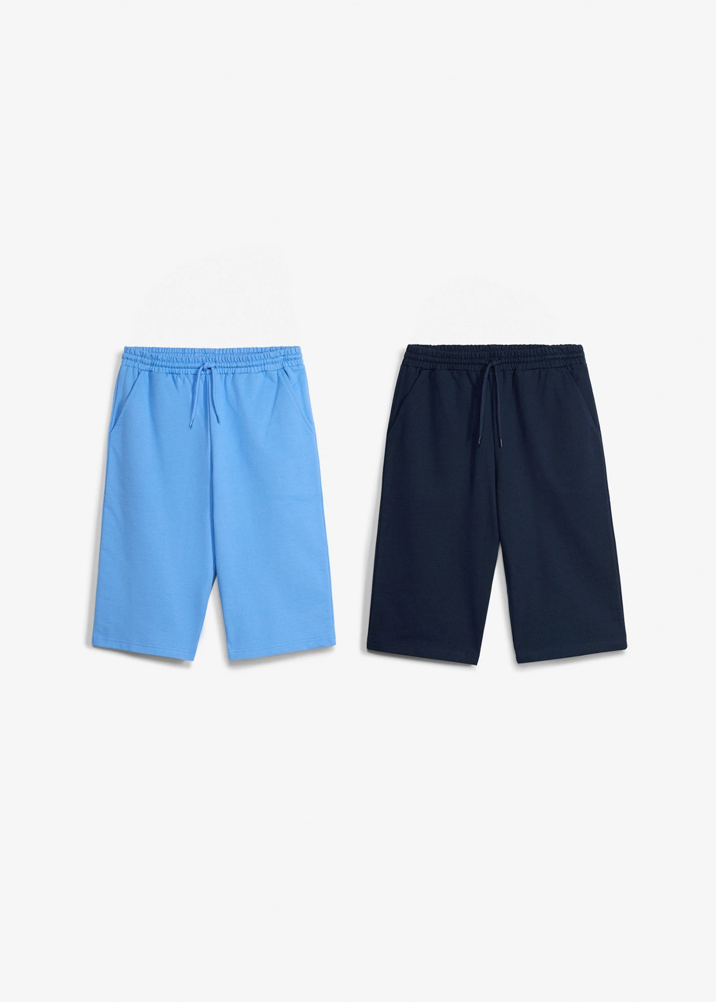 Sweatbermuda van biologisch katoen, loose fit (set van 2) • donkerblauw+middenblauw • product-page.page-title-suffix