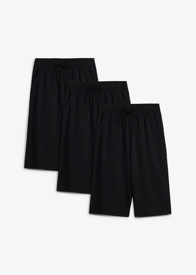 Lot de 3 bermudas en jersey 100% coton, Couleur: noir + noir + noir