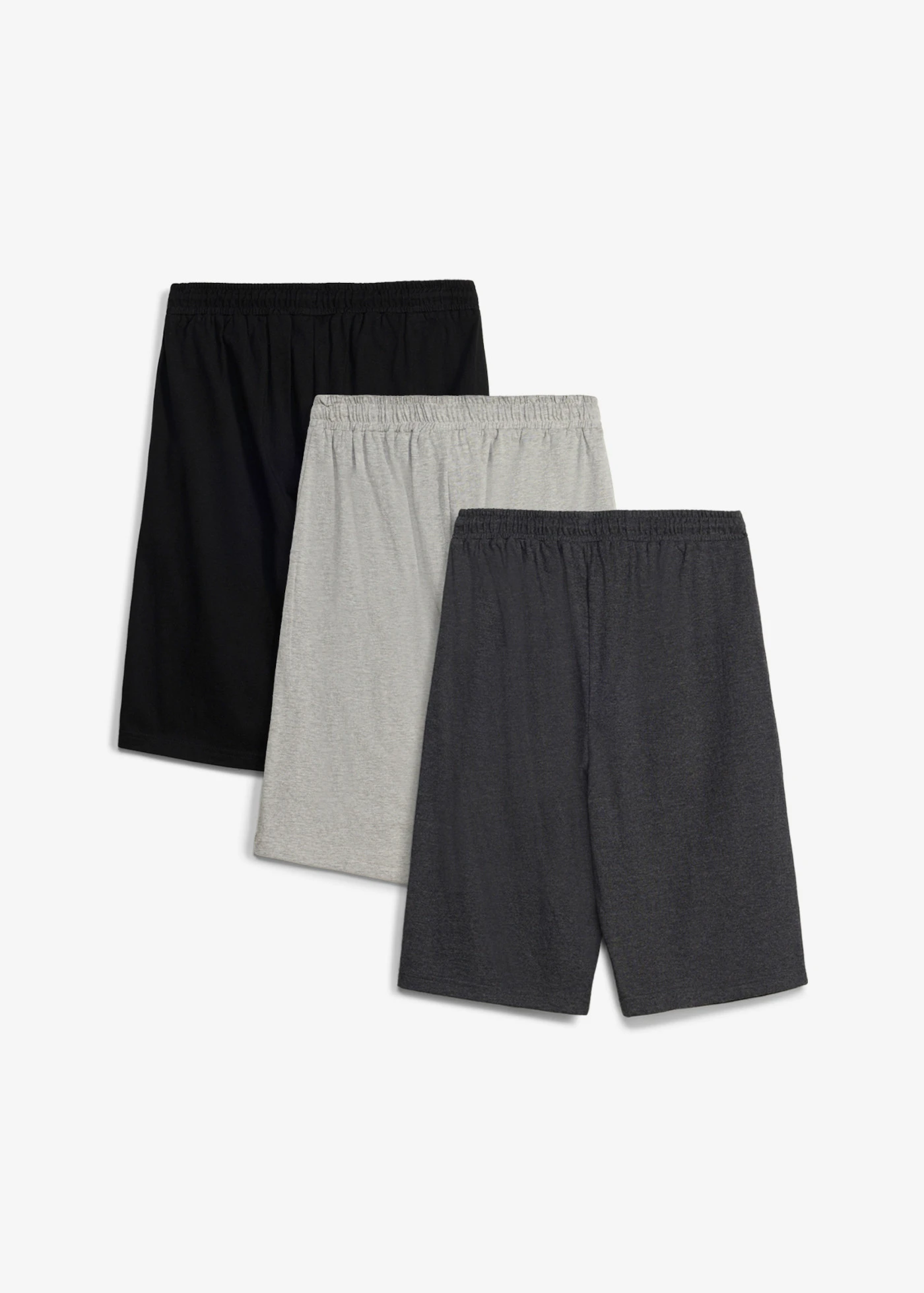 Bermude casual cu bumbac organic (set  3/ buc) • gri deschis melanj+gri-antracit melanj+negru • magazin bonprix