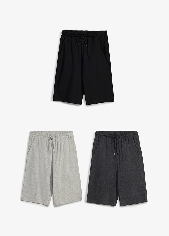 Sweatbermuda met biologisch katoen (set van 3) • lichtgrijs gemêleerd+antraciet gemêleerd+zwart • product-page.page-title-suffix