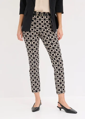 Pantalon 7/8 en bengaline extensible • noir-écru graphique • Boutique bonprix