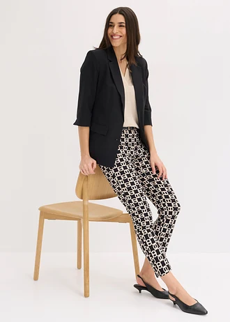 Pantalon 7/8 en bengaline extensible • noir-écru graphique • Boutique bonprix