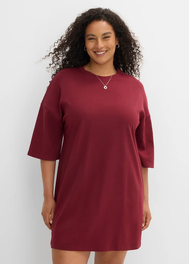 Oversized shirtjurk van zwaar biologisch katoen, Kleur: esdoornrood