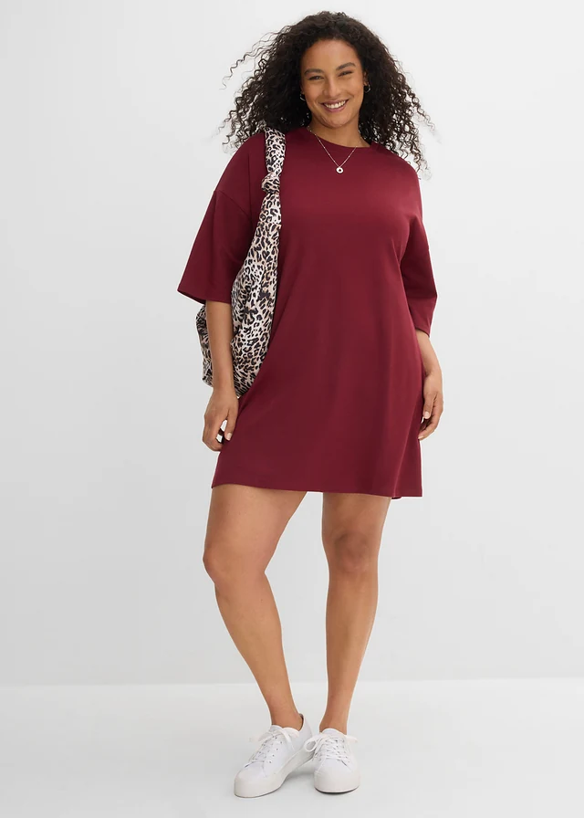 Oversized shirtjurk van zwaar biologisch katoen, Kleur: esdoornrood
