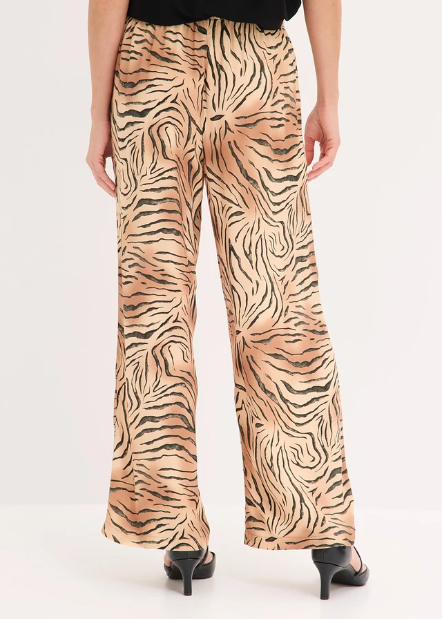 Pantalon large à taille élastiquée • camel mat-marron foncé imprimé • product-page.page-title-suffix