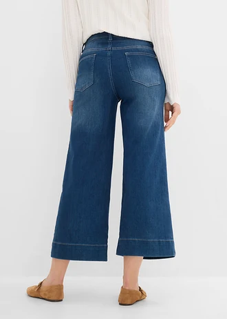 Jupe-culotte en jean ultra-doux, Couleur: bleu used