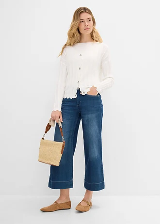 Jupe-culotte en jean ultra-doux, Couleur: bleu used