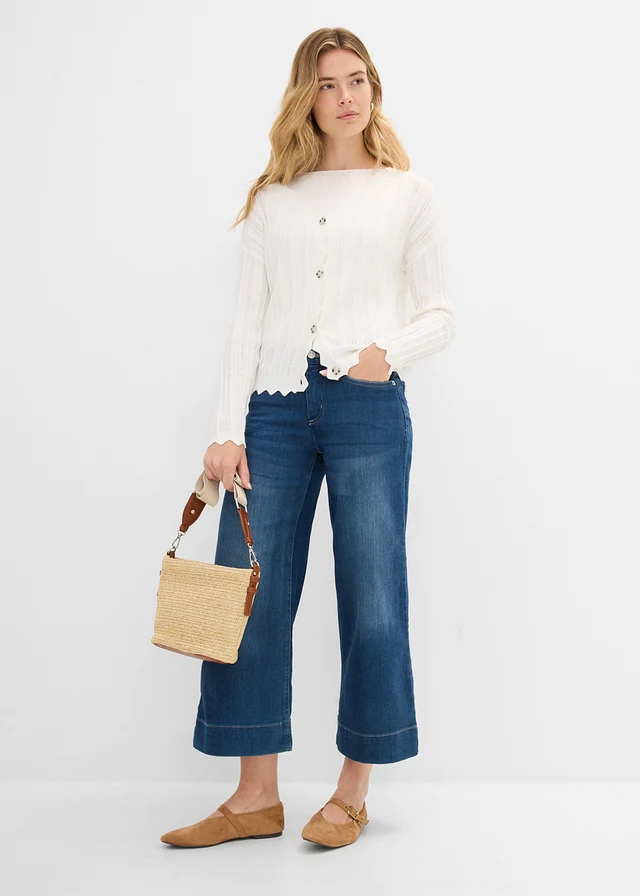 7/8 ultra-strečové džínsy, Culotte modrá used