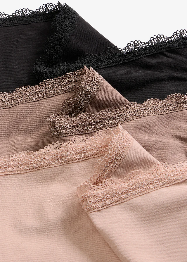 Lot de 3 culottes de grossesse en coton et dentelle • marron mat + noir + beige mat • product-page.page-title-suffix